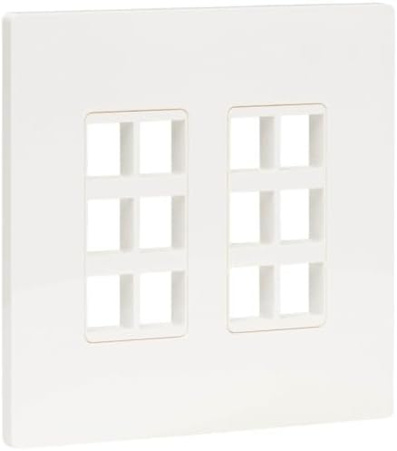 Tripp Lite 12-Port Universal Keystone Double-Gang Wall Plate, 2-Gang Faceplate, Adaptable, TAA