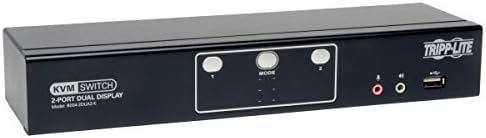 Tripp Lite 2-Port Dual Monitor DVI KVM Switch with Audio, USB 2.0 Hub & Cables (B004-2DUA2-K)