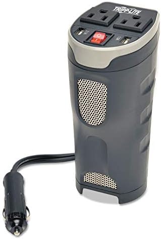 Tripp Lite 200W Car Power Inverter with 2 Outlets & 2 USB Charging Ports, Cup Holder Design