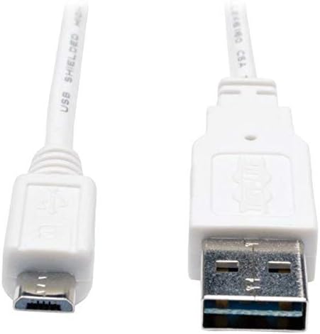 Tripp Lite 3-Feet USB 2.0 Universal Reversible Cable A to 5-Pin Micro B, White (UR050-003-WH)