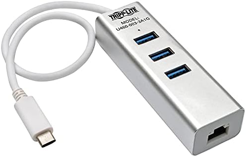 Tripp Lite 3-Port USB-C to USB-A Portable Hub with Gigabit Ethernet Port (GbE), RJ45