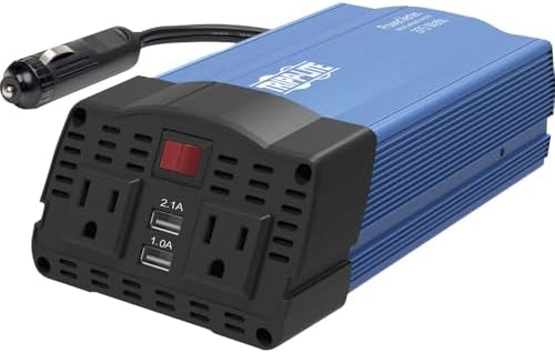 Tripp Lite 375W Compact Portable Car Power Inverter 2 Outlet 12V DC to 120V AC w/ 2-Port USB