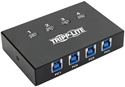 Tripp Lite 4 Port USB Switch, USB 3.0 Peripheral Switch, SuperSpeed 5 Gbps, Black