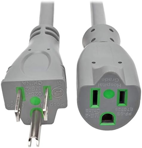 Tripp Lite 6ft Hospital Medical Power Extension Cord 5-15P HG 5-15R HG 120V 15A Gray 6'