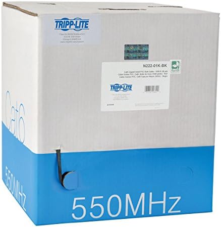 Tripp Lite Cat6 Bulk Solid-Core Cable, CMR-Rated PVC, Gigabit, Black, 1000' (N222-01K-BK)