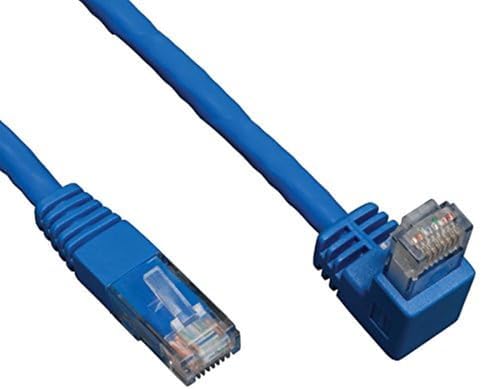 Tripp Lite Cat6 Gigabit Molded Patch Cable (RJ45 Right Angle Down M to RJ45 M) Blue
