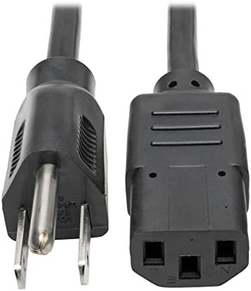 Tripp Lite Computer Power Cord, 13A, 16AWG (NEMA 5-15P to IEC-320-C13) 2-ft.(P006-002-13A) Black