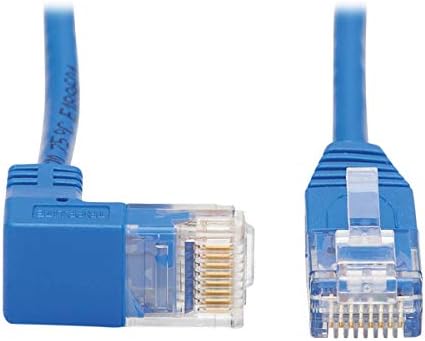 Tripp Lite Down Angle Cat6 Ethernet Cable, Gigabit Molded Slim UTP Network Patch Cable, Blue
