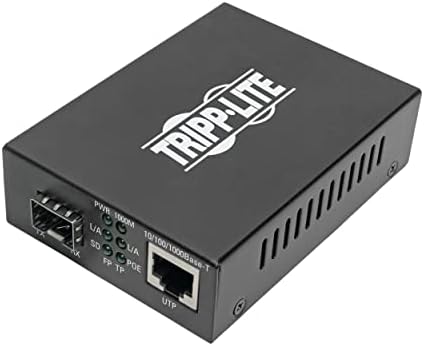 Tripp Lite Gigabit SFP Fiber Optic to Network Copper RJ45 Ethernet with PoE+, 10/100/1000 Mbps