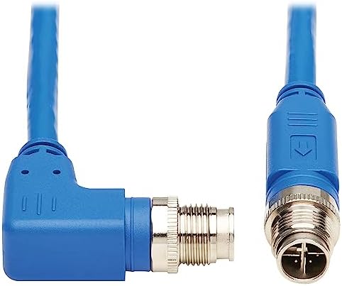 Tripp Lite M12 X-Code Right-Angle Cat6 Ethernet Cable Blue (M/M), 1 Gbps, UTP