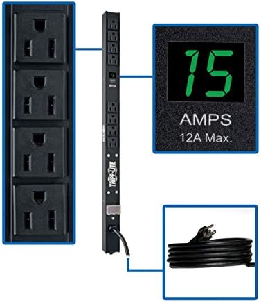 Tripp Lite Metered PDU, 15A, 8 Outlets (5-15R), 120V, 5-15P, 15 ft. Cord