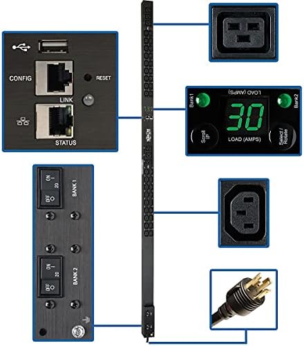 Tripp Lite PDU Monitored 208/240V 30A 36 C13; 6 C19 Outlets L6-30P LX Interface 10 ft Cord 0URM