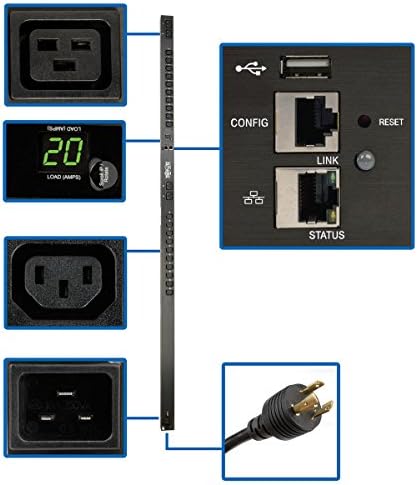 Tripp Lite PDU Monitored 3.3-3.7kW 20 C13 4 C19 Outlets 208/230V 20A C20/L6-20P LX Platform