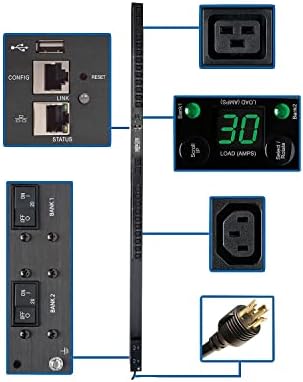 Tripp Lite PDU Monitored 5/5.8kW 208/240V 20 C13 & 4 C19 30A LX Platform L6-30P Vertical 0URM