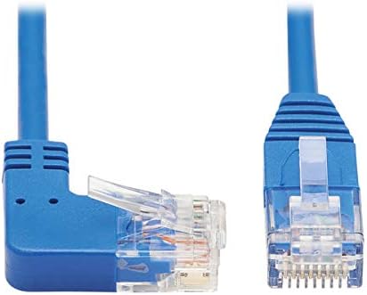 Tripp Lite Right Angle Cat6 Ethernet Cable, Gigabit Molded Slim UTP Network Patch Cable, Blue