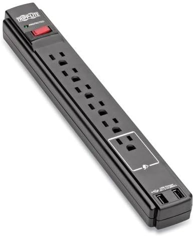 Tripp Lite TLP606USBB 2 USB 6 Outlet Protect It Surge Protector, Black