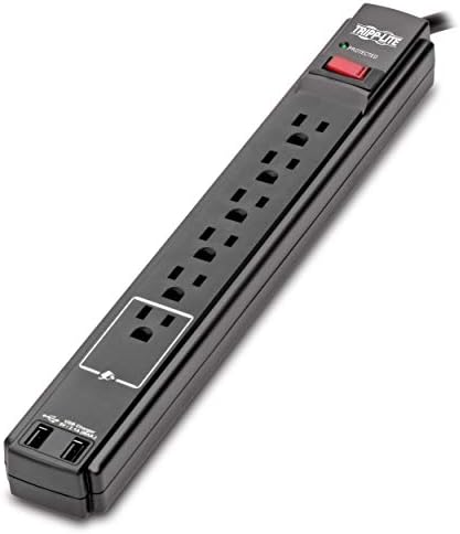 Tripp Lite TLP606USBB 6 Outlet Black Surge Protector with USB & USB-C