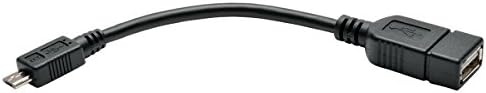 Tripp Lite U052-06N Micro USB to OTG Host Adapter Cable 5-Pin Micro USB A/A M/F 6-in, black