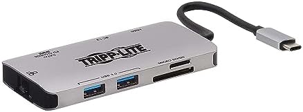 Tripp Lite USB C Docking Station 4K USB Hub HDMI SD/Micro SD GbE Charging (U442-Dock5-Gy)
