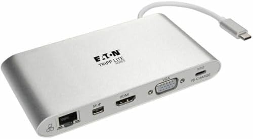 Tripp Lite USB-C Docking Station for Dual Monitors, 4K @ 30 Hz HDMI, Mini DisplayPort mDP, VGA