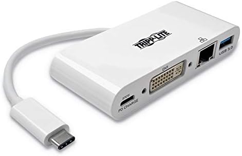Tripp Lite USB C to DVI Multiport Video Adapter Converter 1080p w/USB-A Hub, USB-C PD Charging