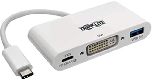Tripp Lite USB C to DVI Multiport Video Adapter Converter 1080p w/USB-A Hub & USB-C PD Charging
