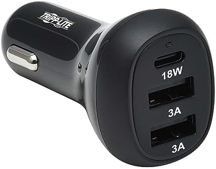 Tripp Lite USB Car Charger, 3 Port USB Car Charger, 36W Max